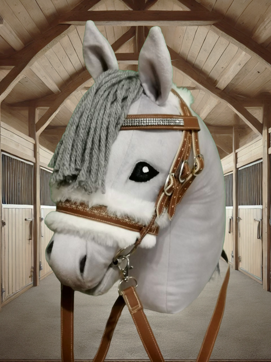 Bestickte Trensen braun und grau