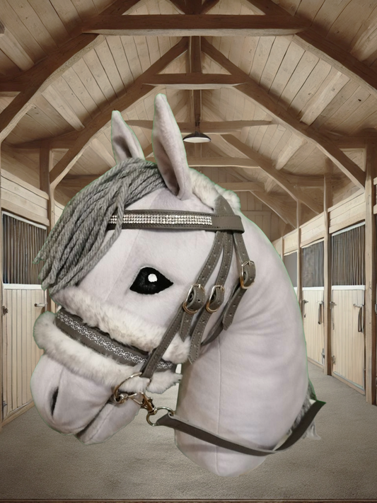 Bestickte Trensen braun und grau