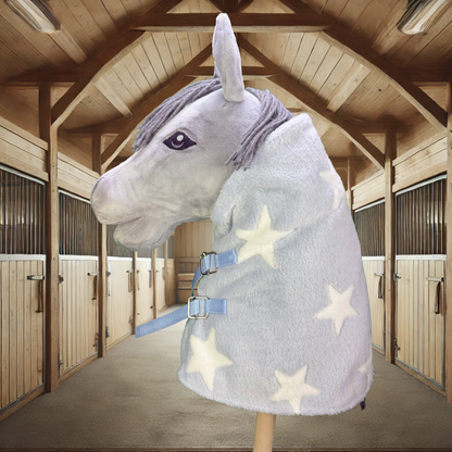 Stalldecke mit Sternen in hellblau-weiß